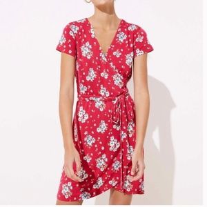 The Loft Red Floral Wrap Dress